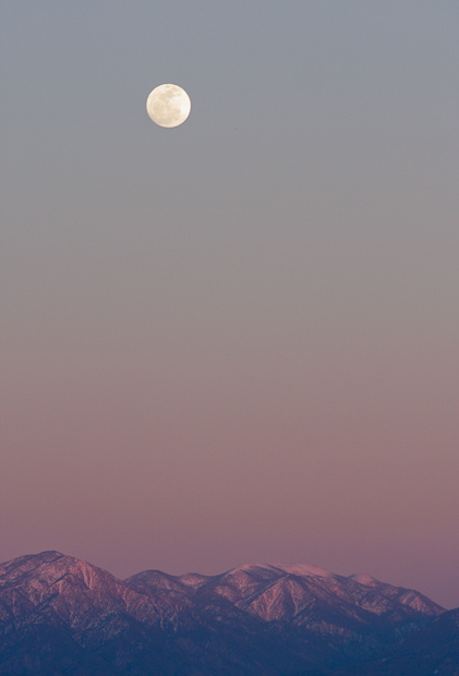 mountains and moon light during the sunset in Ontario, CA